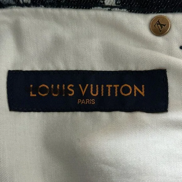 Louis Vuitton Blue Bleached Bandana Monogram Denim Shorts